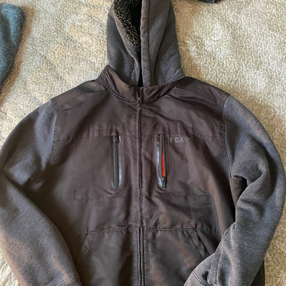 Fox Men's Black and Gray Hooded Jacket